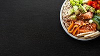 Salmon poke bowl desktop wallpaper, healthy food image