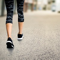 Fit woman walking background, healthy lifestyle image