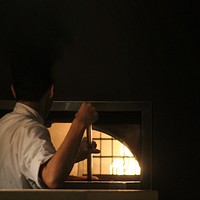 Charcoal stove baking background, chef job & career image