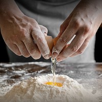 Egg mixing flour background, baking image