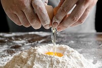 Egg mixing flour background, baking image