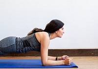 Planking woman background, wellness image
