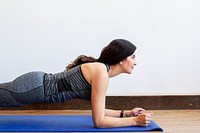 Planking woman background, wellness image