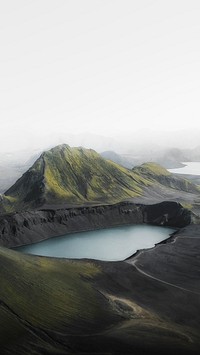 Hnausapollur Crater Lake iPhone wallpaper, Iceland landmark image