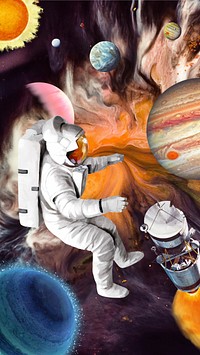 Floating astronaut galaxy iPhone wallpaper, space aesthetic