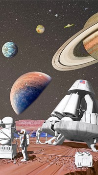 Mars space station iPhone wallpaper, astronaut on mission