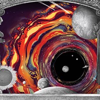 Colorful space portal background, surreal escapism 