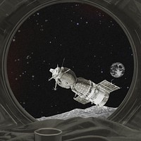 Space satellite aesthetic background, spaceship window view