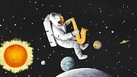 Astronaut playing saxophone HD wallpaper, outer space aesthetic