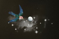 Flying bird on starry sky, aesthetic remix psd