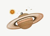 Saturn planet, space collage element psd