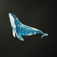 Swimming whale, galaxy aesthetic remix psd