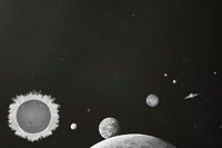 Greyscale solar system background, outer space aesthetic psd