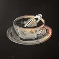 Saturn in coffee cup, surreal escapism remix