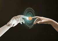 AI galaxy aesthetic, fingers touching remix psd