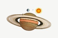 Saturn planet, space collage element psd