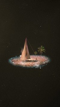 Sailboat on nebula, Summer galaxy remix