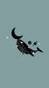 Swimming whale, galaxy aesthetic remix