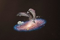 Swimming dolphins, galaxy aesthetic remix