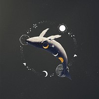 Swimming whale, galaxy aesthetic remix