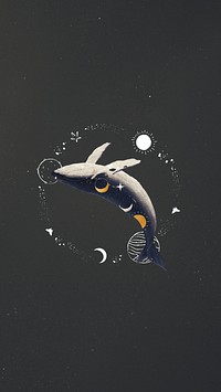 Swimming whale, galaxy aesthetic remix