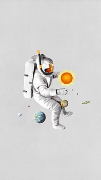 Aesthetic floating astronaut, galaxy remix