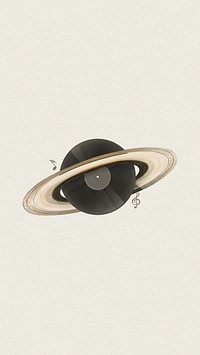 Vinyl record Saturn, music aesthetic remix