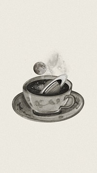 Saturn coffee cup, surreal escapism remix