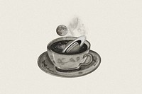 Saturn in coffee cup, surreal escapism remix