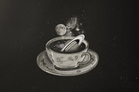 Saturn in coffee cup, surreal escapism remix