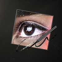 Woman's galactic eyes, sparkly makeup