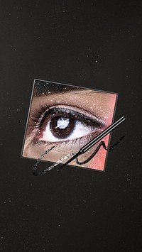 Woman's galactic eyes, sparkly makeup