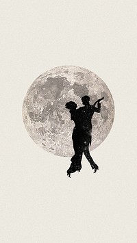 Dancing couple silhouette, galaxy remix