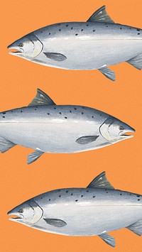 Fish patterned iPhone wallpaper, food digital painting