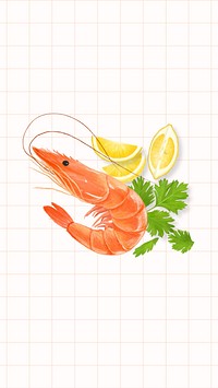 Shrimp seafood iPhone wallpaper, digital painting