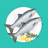 Salmon fish, seafood illustration