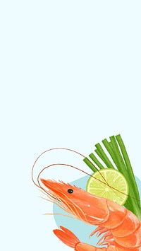 Shrimp seafood iPhone wallpaper, digital painting