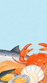 Seafood iPhone wallpaper, fish, crab digital paint
