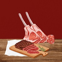 Beef steak background, food digital painting