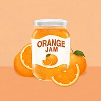 Orange jam jar, bread spread illustration