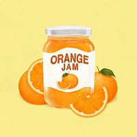 Orange jam jar, bread spread illustration