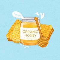 Organic honey jar, food illustration