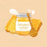 Organic honey jar, food illustration