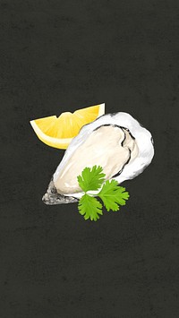 Fresh oyster iPhone wallpaper, seafood digital painting
