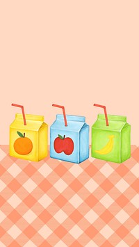 Juice boxes iPhone wallpaper, healthy drinks digital painting