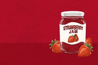 Strawberry jam background, bread spread digital painting