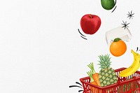 Grocery shopping basket background, healthy food illustration