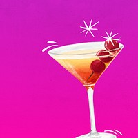 Cocktail aesthetic background, alcoholic drinks illustration