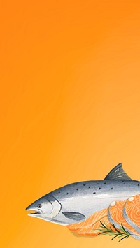 Salmon sashimi fish iPhone wallpaper, seafood illustration