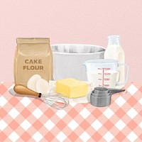 Baking ingredients & tool illustration